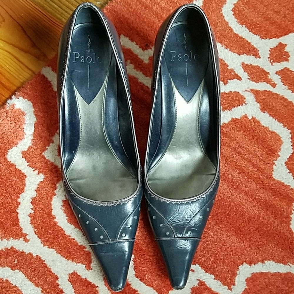 Paolo Navy leather 1 1/2" heals